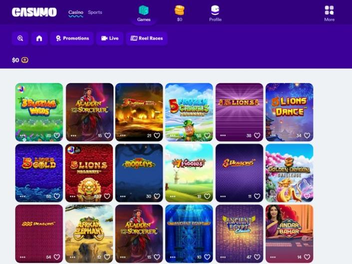 Casumo interface